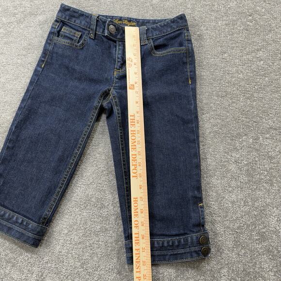 Ann Taylor 0P Modern Fit Capri Jeans Dark Wash Button Cuff Lindsay Denim Womens - Picture 6 of 9